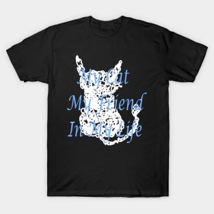 Scribble White Cat T-Shirt